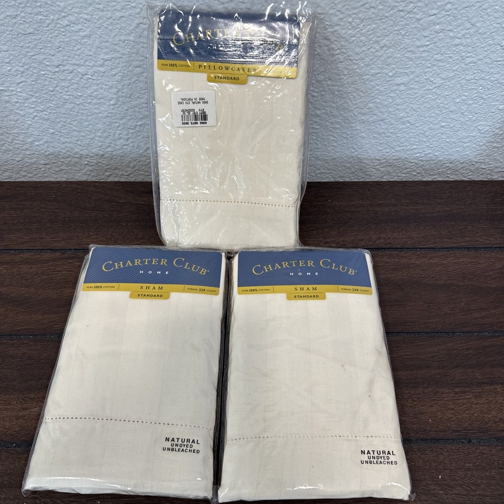 NWT VGT Charter Club Damask Collection 2 shams 2 Pillow CaseStandard 100% Cotton